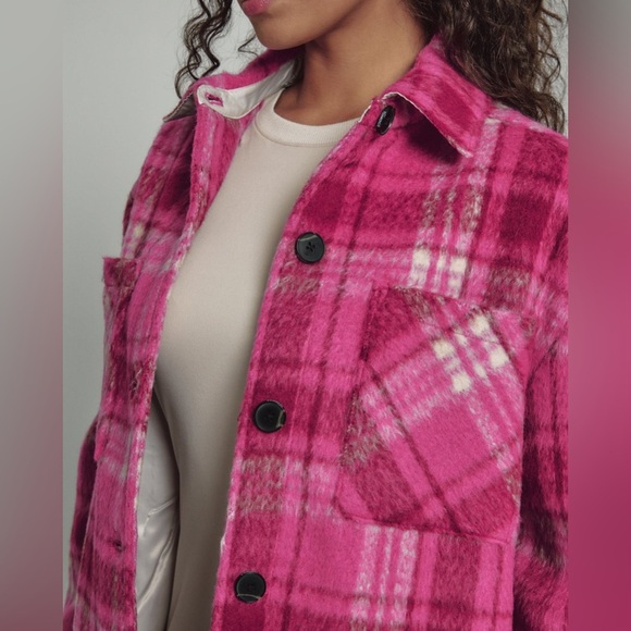 7Diamonds Hayden Longline Wool Blend Pink Plaid Womens Jacket Shacket Size S - Picture 4 of 13